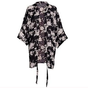 SPIRITUAL GANGSTER Black Floral Maya Kimono NWT